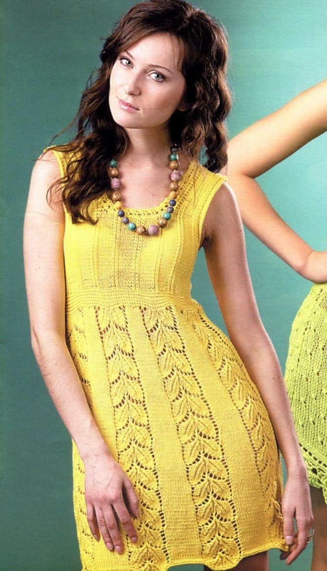 Free Knitting Patterns - Dress with Leaf Pattern