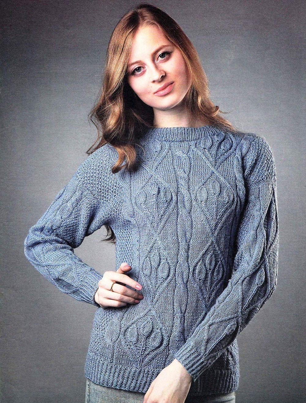 Free Knitting Patterns - Pullover with Leaf Pattern