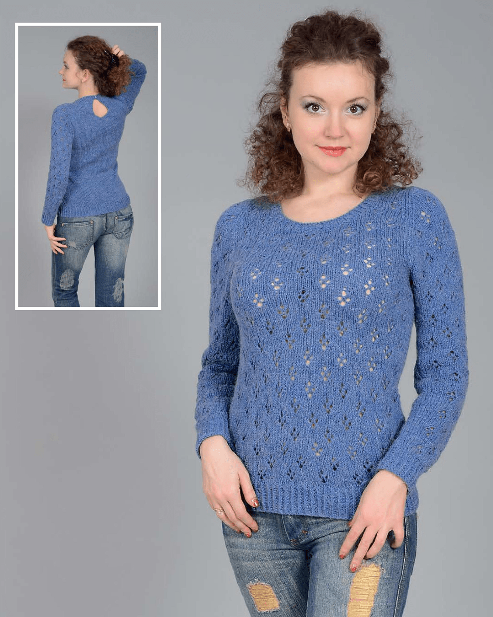 Free Knitting Patterns - Pullover with Eyelet Pattern