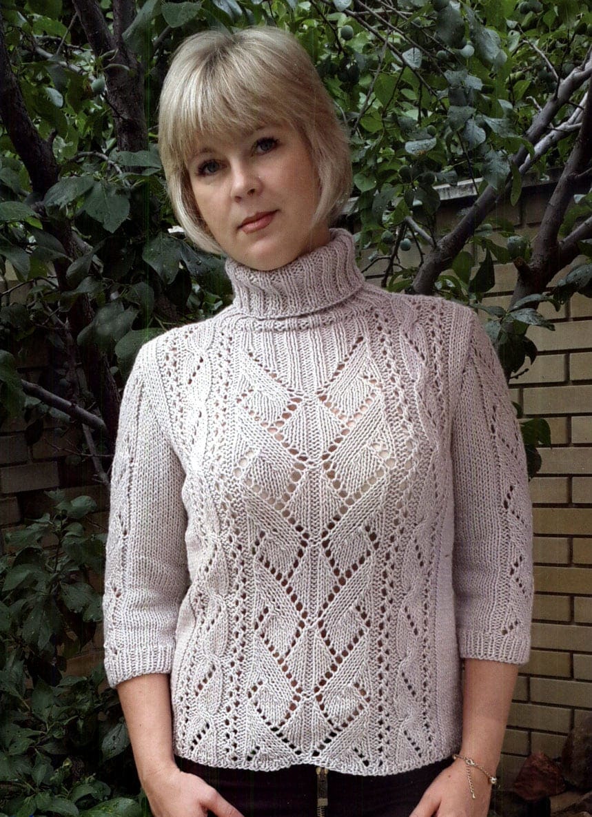 Free Knitting Patterns - Sweater with 3/4 Sleeves