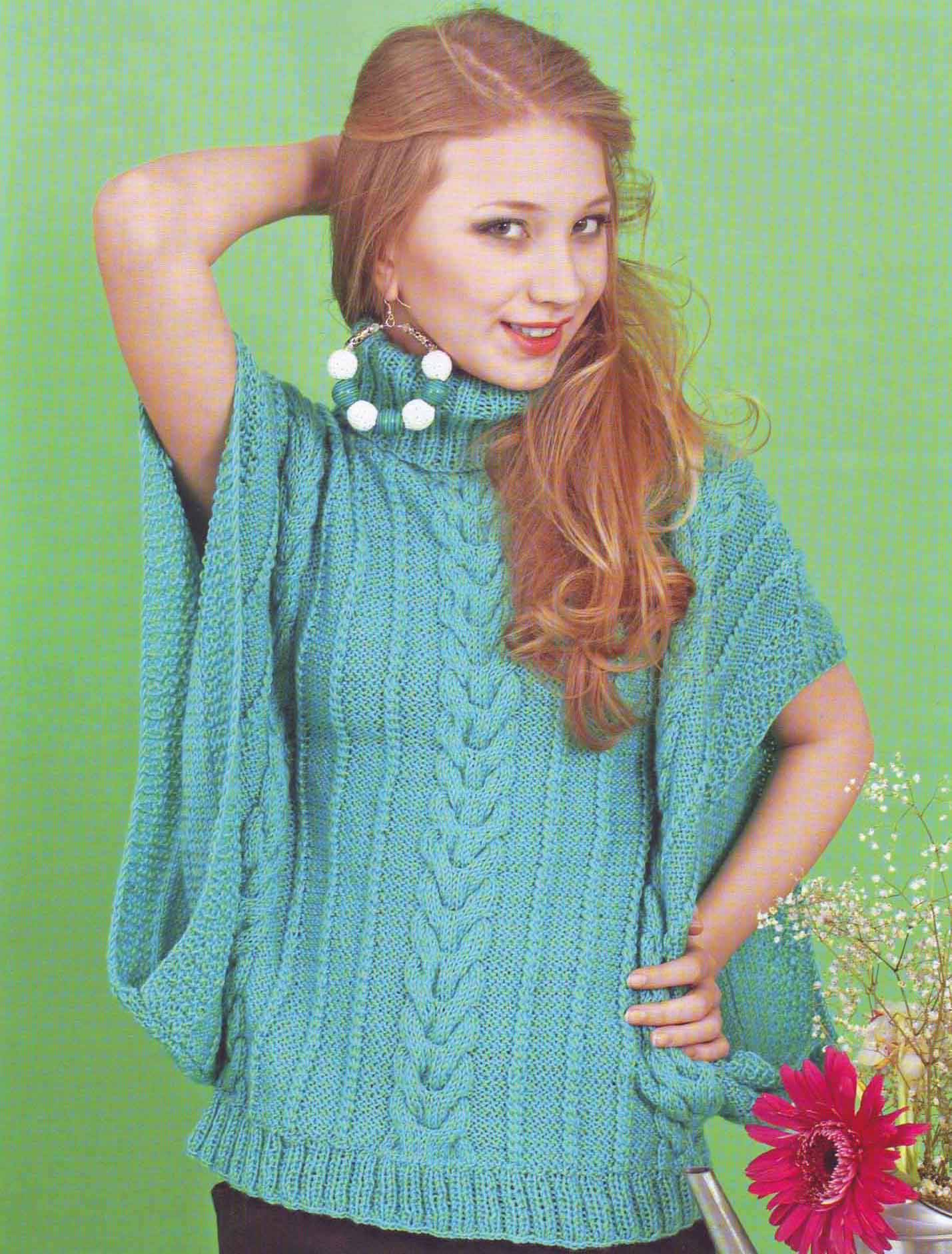 Free Knitting Patterns - Sleeveless Sweater with Cable Pattern