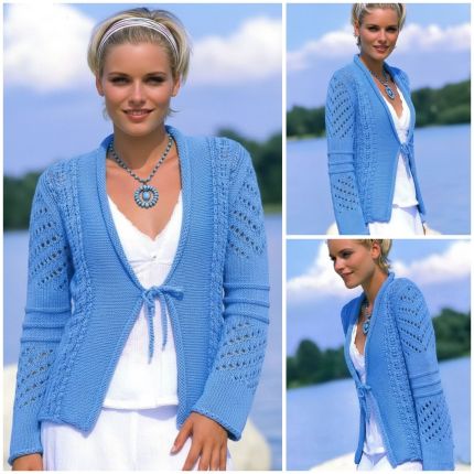 Cardigan with Diagonal Pattern