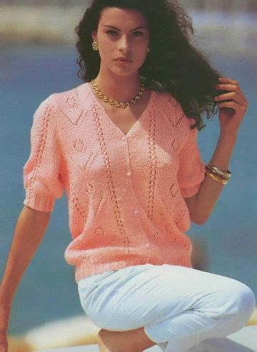 Short Sleeve Cardigan with Lace Flower Pattern