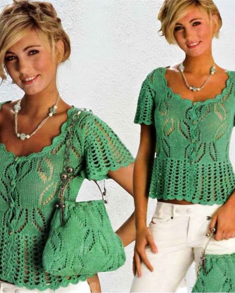 Lace Blouse and Handbag