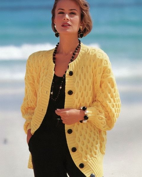 Cardigan in Large Honeycomb Stitch Pattern