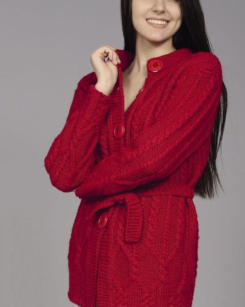 Cardigan with Diamonds and Cables
