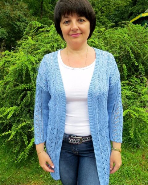 Cardigan with Lace Panels