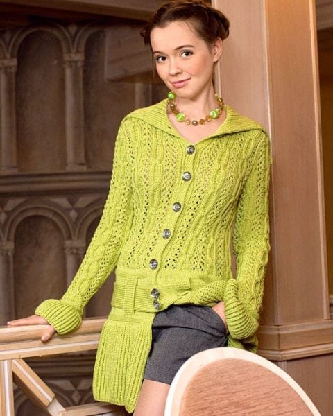Wide Collar Cardigan with Belt
