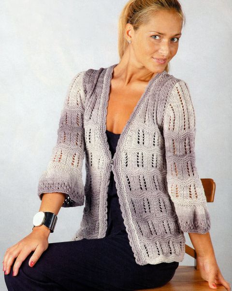 Lace Cardigan in Self-Striping Yarn
