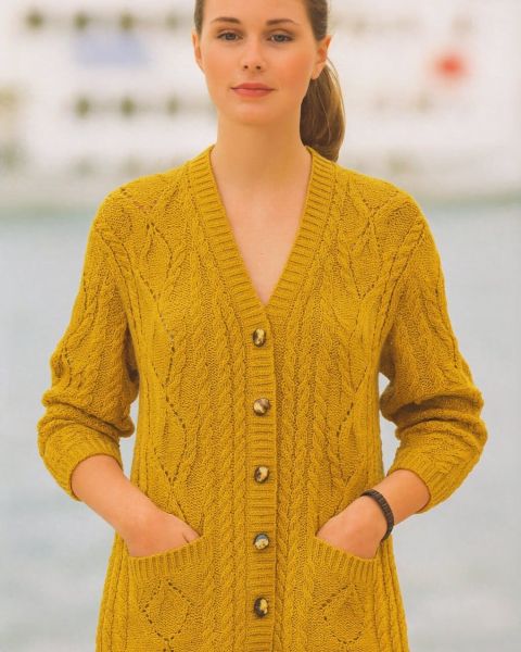 Jacket with Pockets in Lace Cable Pattern