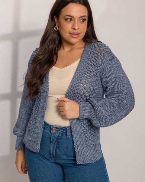 Cardigan with a Fantasy Stitch Pattern
