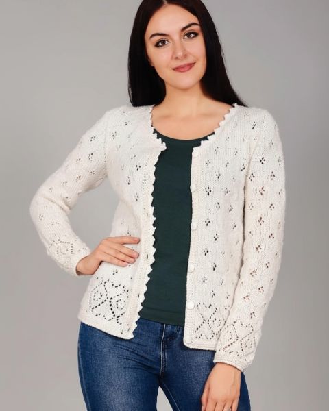 Lace Cardigan with Heart Pattern