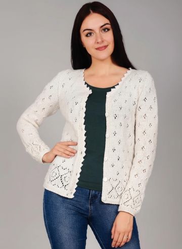 Lace Cardigan with Heart Pattern