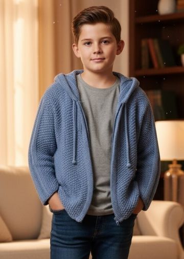 Hooded Knit Jacket for Boys