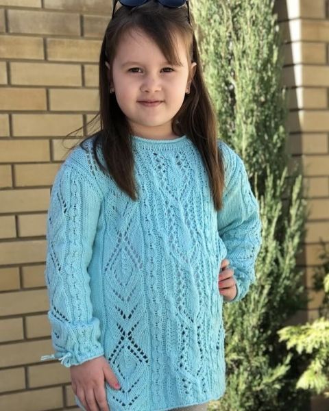 Girls Lace Cable Sweater Knitting Pattern