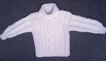 White Cable Knit Sweater For Baby Boy