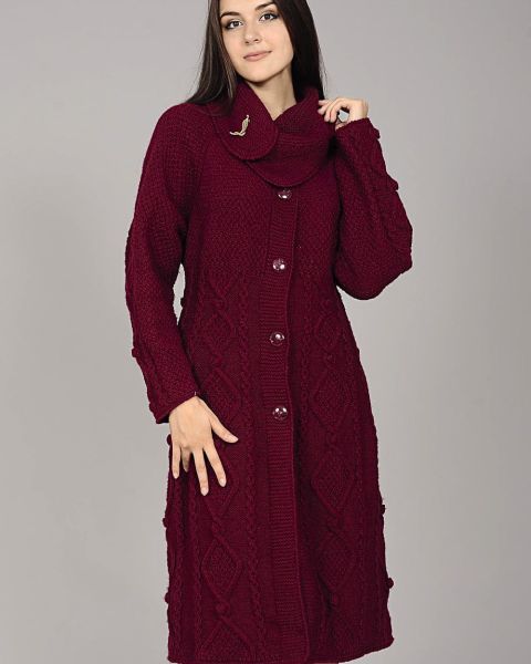 Coat with Cable Diamonds