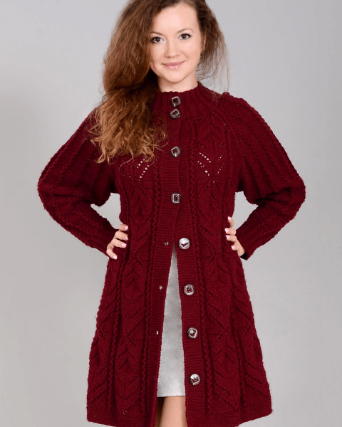 Coat in Fancy Pattern and Eyelet Stripes