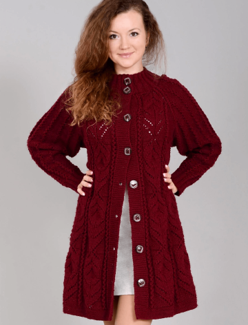 Coat in Fancy Pattern and Eyelet Stripes