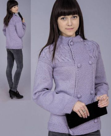 Double-Breasted Jacket with Placket in Seed Stitch
