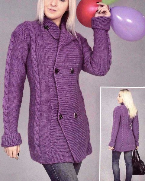 Double-Breasted Jacket with Cables