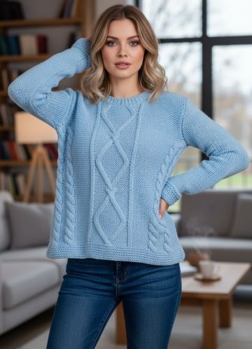 Pullover with Diamond Cable Pattern