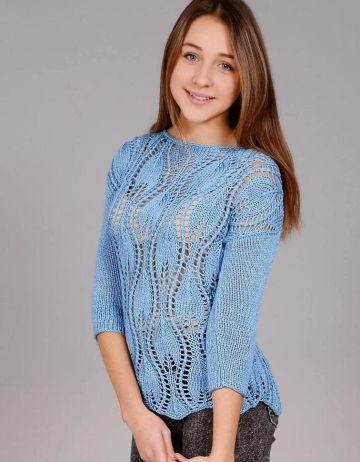 Pullover in Leaf Pattern