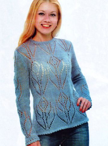 Pullover with Flower Pattern