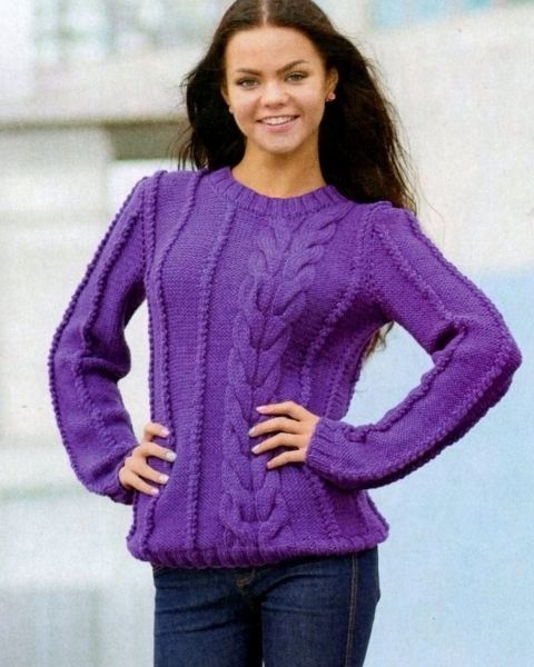 Pullover with Wide Cable