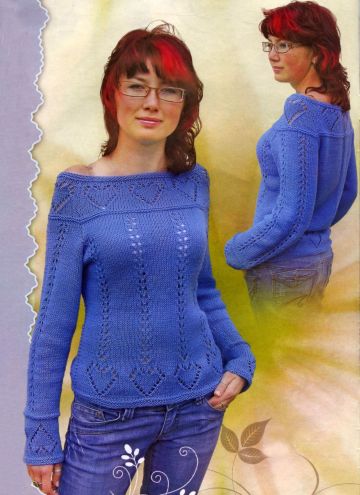 Pullover with Lace Hearts Pattern