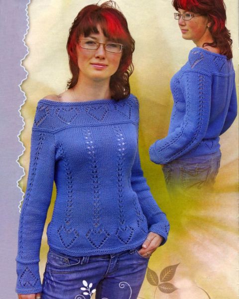 Pullover with Lace Hearts Pattern