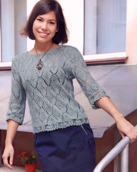 Pullover with Crochet Lace Edging