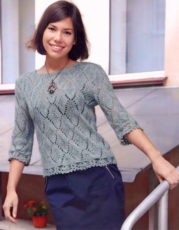 Pullover with Crochet Lace Edging