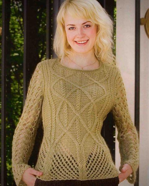 Lace Pullover with Cables