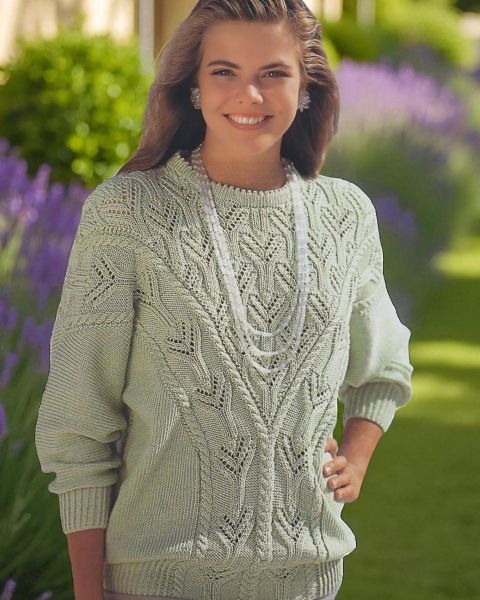 Pullover with Lace Yoke