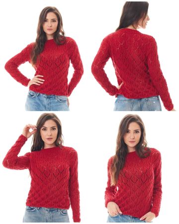 Pullover with Diamond Stitch Pattern