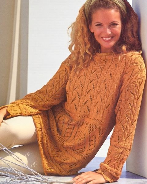 Lace Stitch Pullover with Mixed Patterns