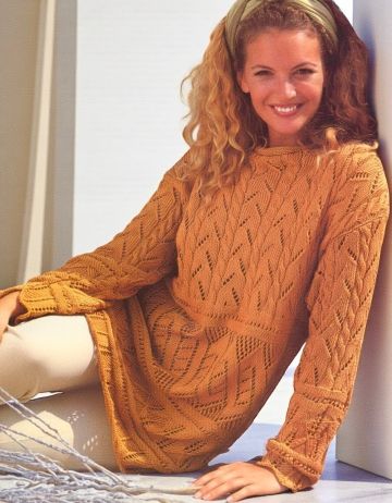 Lace Stitch Pullover with Mixed Patterns