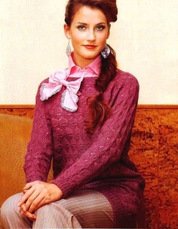 Long Pullover in Lace Pattern
