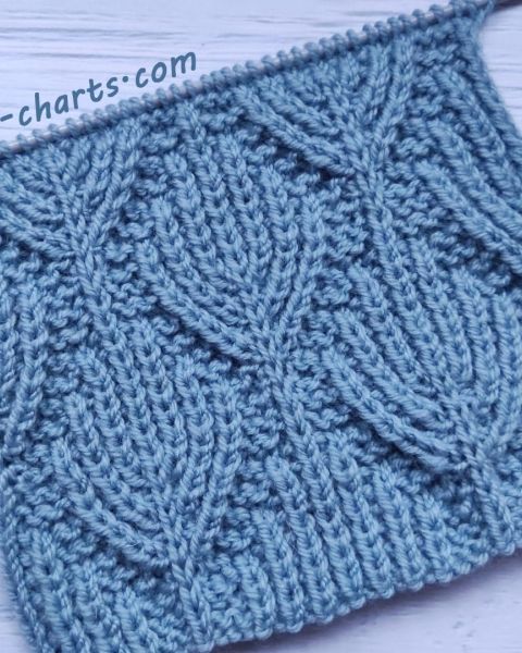 Half Brioche Stitch Leaves Pattern