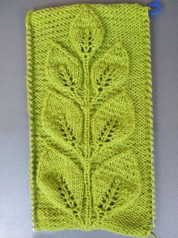 Knitting Pattern Branch with Leaves: