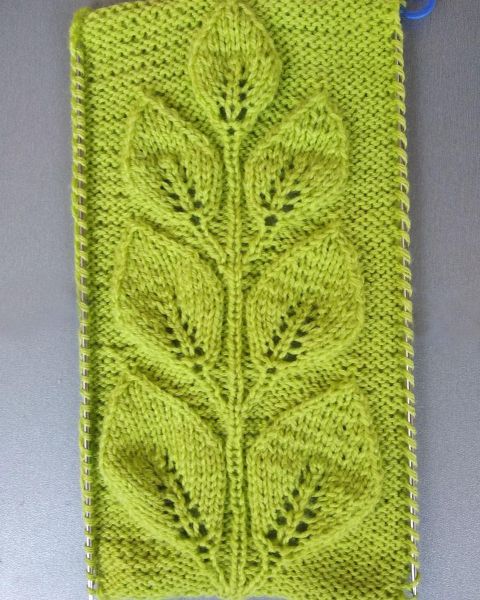 Knitting Pattern Branch with Leaves: