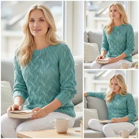 Sweater with Lace and Cable Pattern