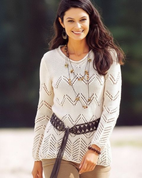 Lace Sweater with Zigzag Pattern