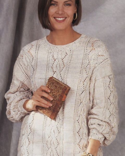 Sweater with Lace and Wave Patterns