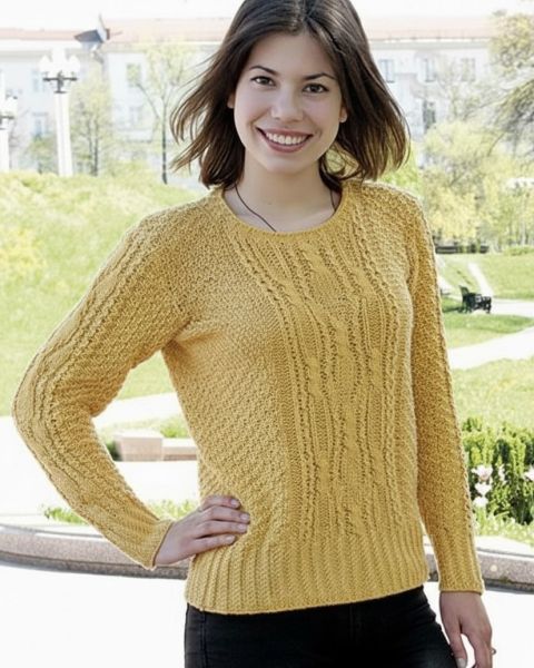 Sweater with Central Cable Panel