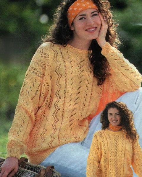 Sweater in Lace and Cable Stitch