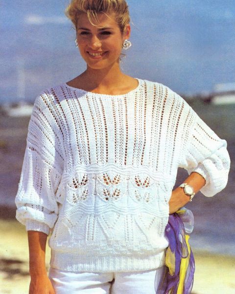 Lace Sweater with Leaf Pattern