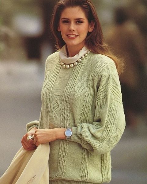Sweater with Diamond Stitch Pattern