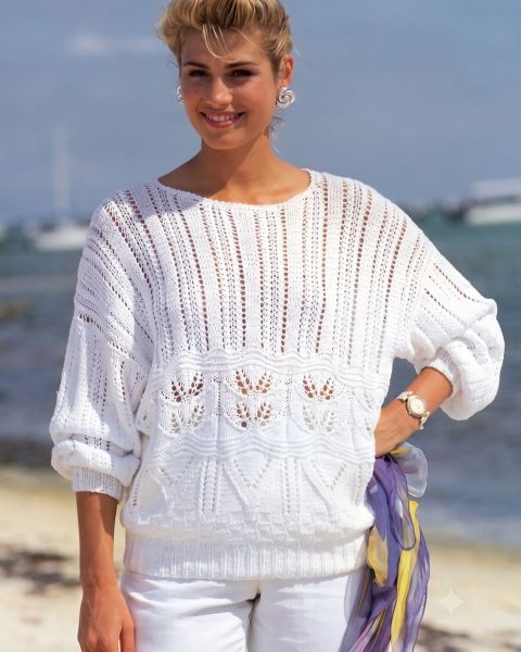 Summer Sweater with Lace Stitch Patterns